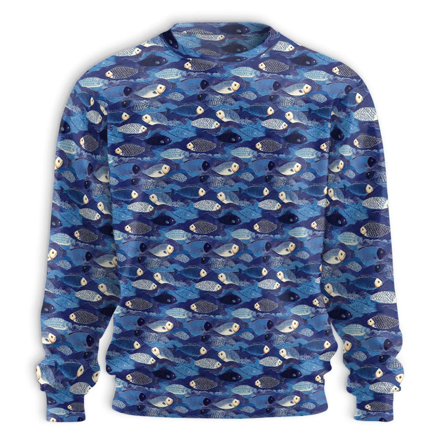 Japanese Fish Pattern Sweatshirt, 3D All Over Print Traditional Ocean Art Crewneck Pullover for Men Women, Fish Lover Gift - Netecom