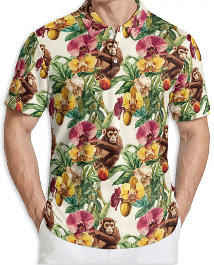 ropical Monkey Polo Shirt – Orchid Floral Print | Netecom