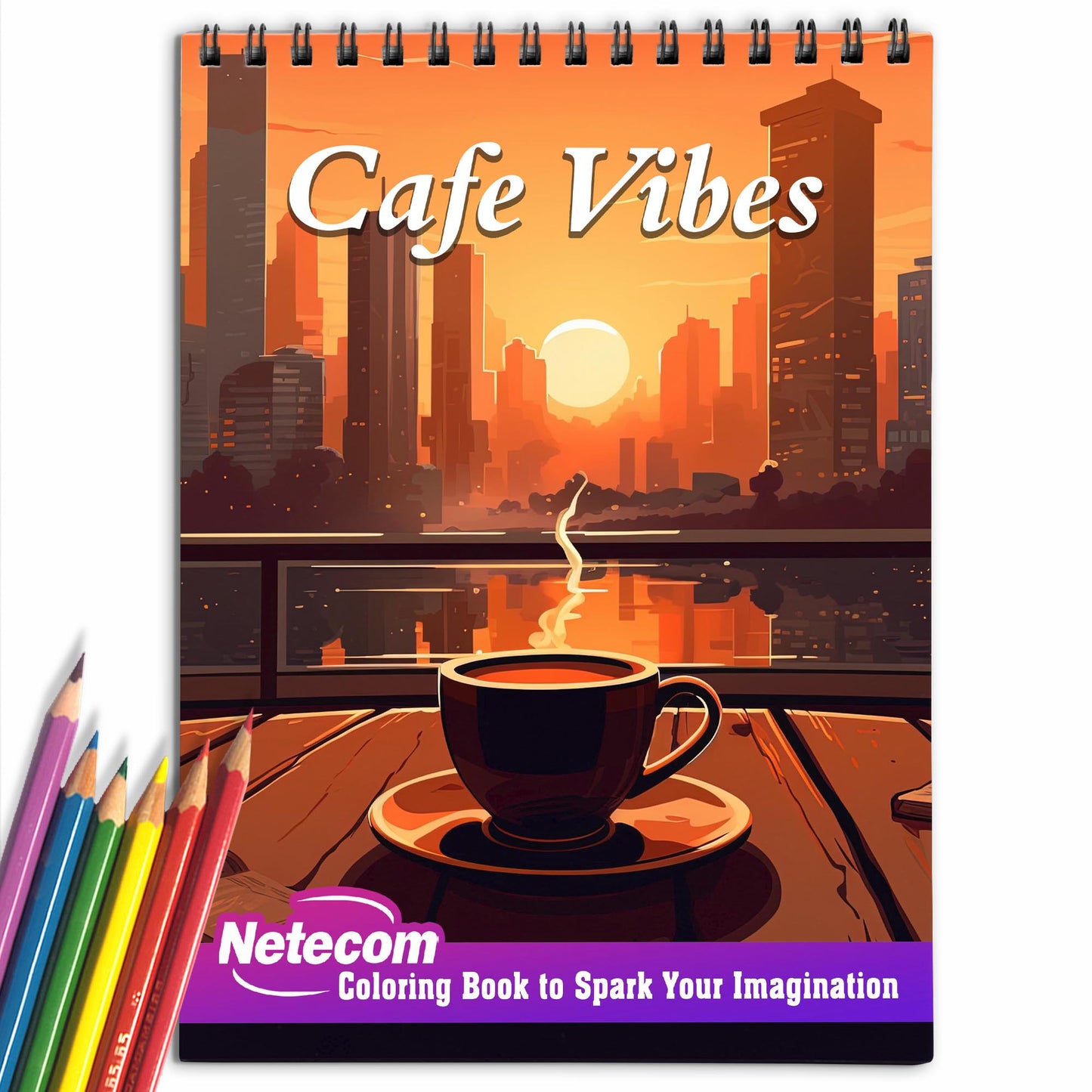 Cafe Vibes Spiral Bound Coloring Book, Indulge in 30 Cozy Cafe Illustrations for a Tranquil Coloring Experience and Inspirational Vibes