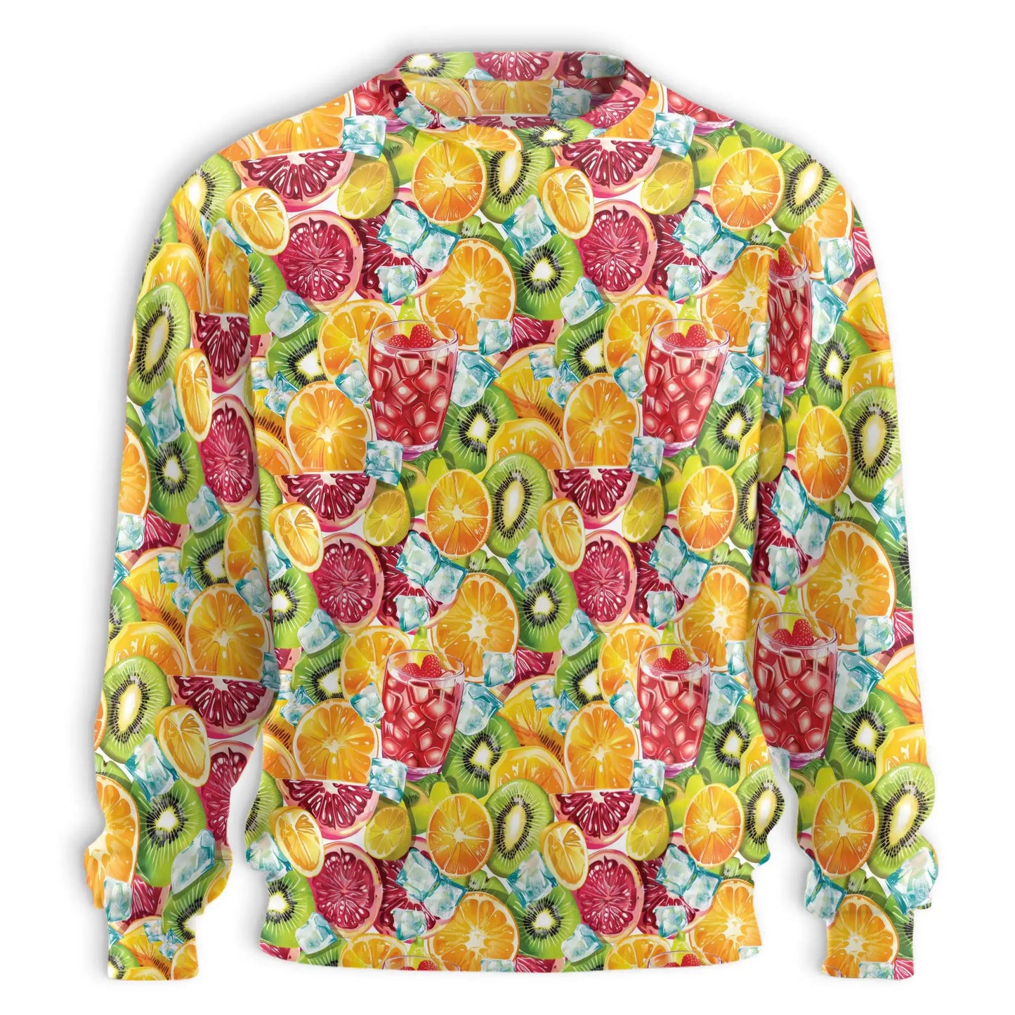 Colorful Mixed Fruit Sweatshirt, 3D All Over Print Tropical Fruit Crewneck Pullover for Men Women, Fruit Lover Gift - Netecom
