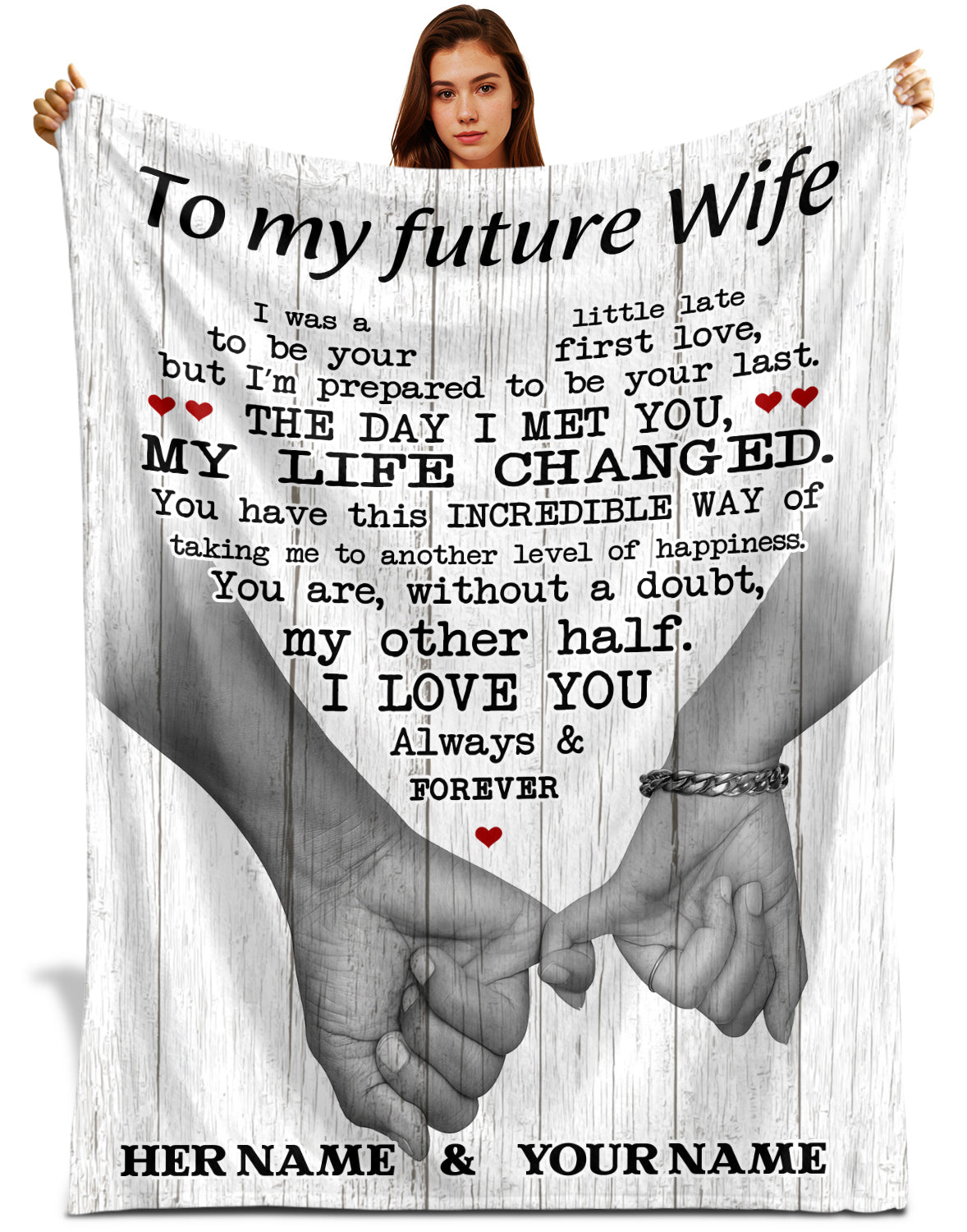 Netecom Personalized To My Future Wife Blanket, Romantic Love Letter Throw Blanket for Couch, Bed or Sofa, Gift for Fiancee or Girlfriend, Engagement, Wedding or Anniversary Present from Husband