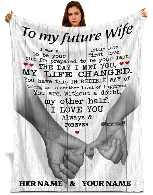 Netecom Personalized To My Future Wife Blanket, Romantic Love Letter Throw Blanket for Couch, Bed or Sofa, Gift for Fiancee or Girlfriend, Engagement, Wedding or Anniversary Present from Husband