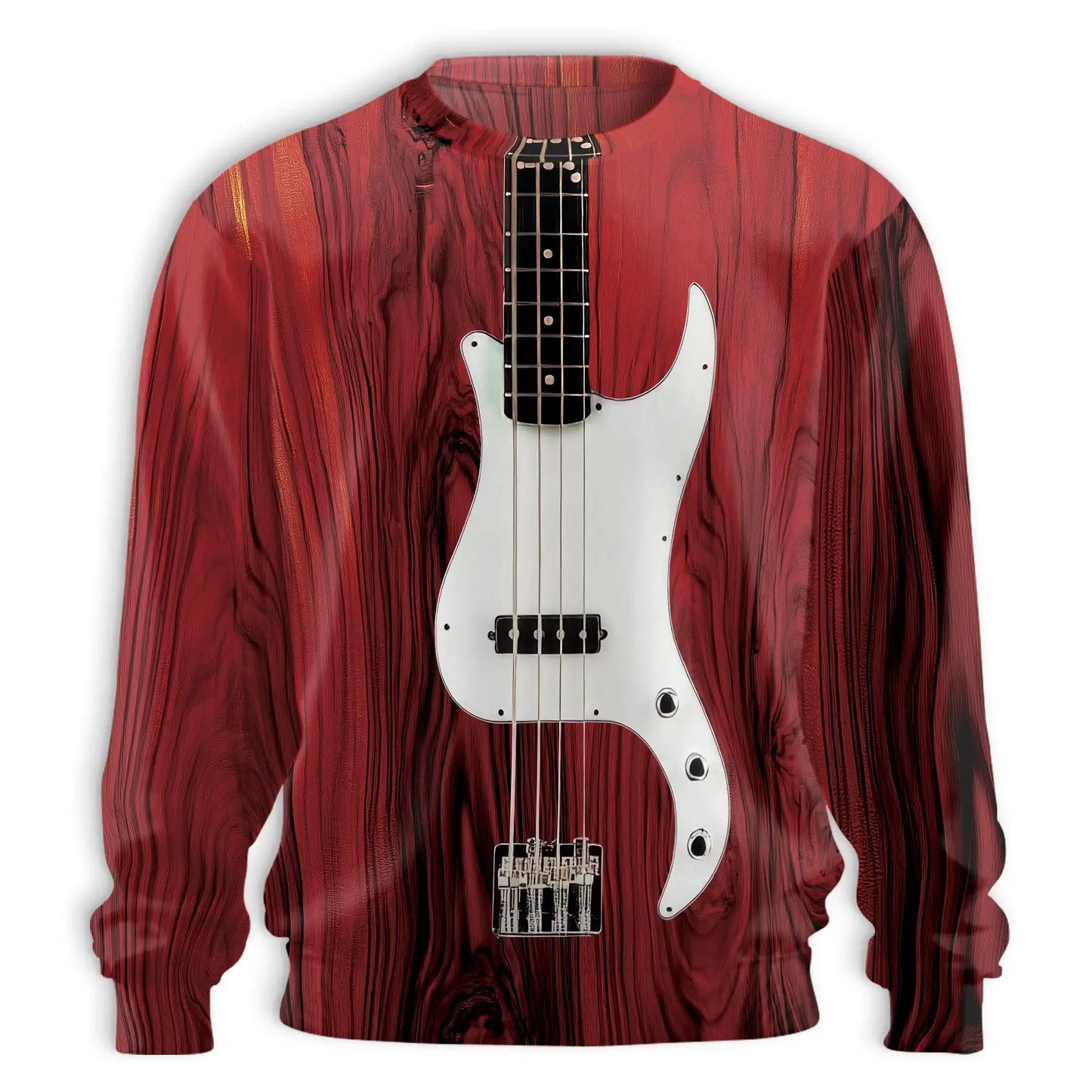Bass Guitar Sweatshirt, 3D All Over Print Music Instrument Crewneck Pullover for Men Women, Bass Player and Music Lover Gift - Netecom