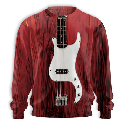Bass Guitar Sweatshirt, 3D All Over Print Music Instrument Crewneck Pullover for Men Women, Bass Player and Music Lover Gift - Netecom