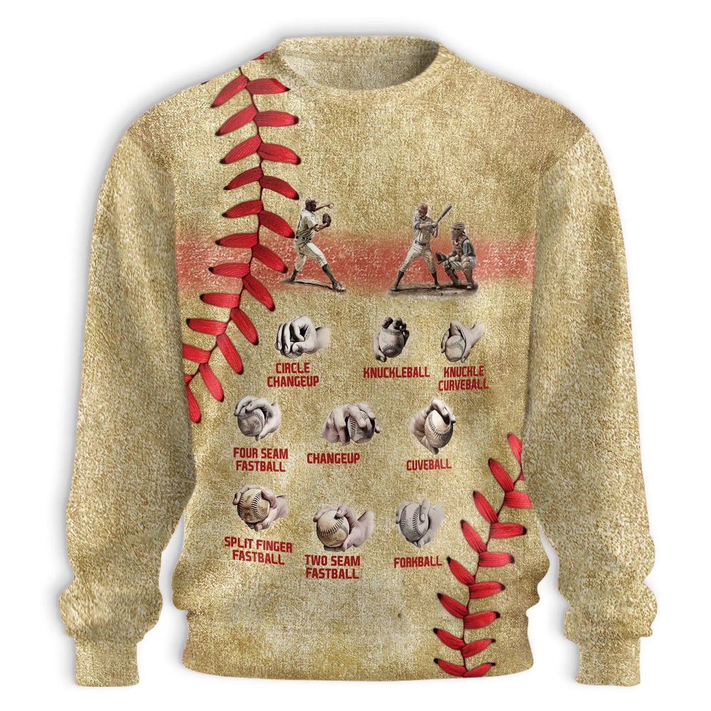 Baseball Pitching Grips Sweatshirt, 3D All Over Print Pitcher Crewneck Pullover for Men Women, Baseball Player Gift - Netecom