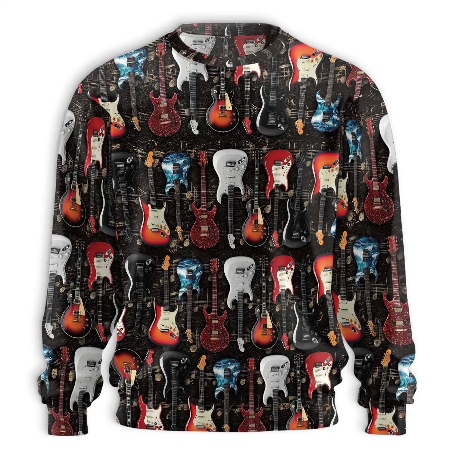Electric Guitar Sweatshirt, 3D All Over Print Rock Music Crewneck Pullover for Men Women, Guitarist and Music Lover Gift - Netecom