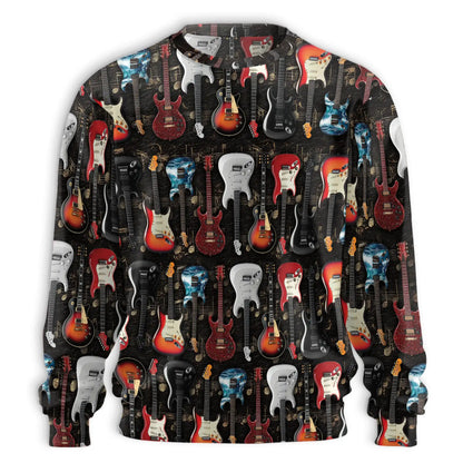 Electric Guitar Sweatshirt, 3D All Over Print Rock Music Crewneck Pullover for Men Women, Guitarist and Music Lover Gift - Netecom