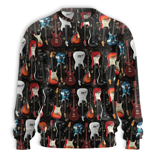 Electric Guitar Sweatshirt, 3D All Over Print Rock Music Crewneck Pullover for Men Women, Guitarist and Music Lover Gift - Netecom