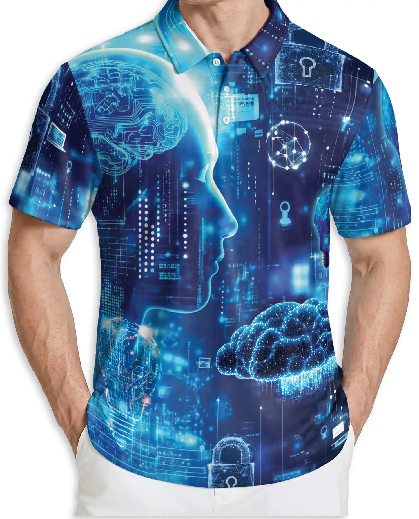 AI Technology Polo Shirt – Futuristic Digital Print | Netecom