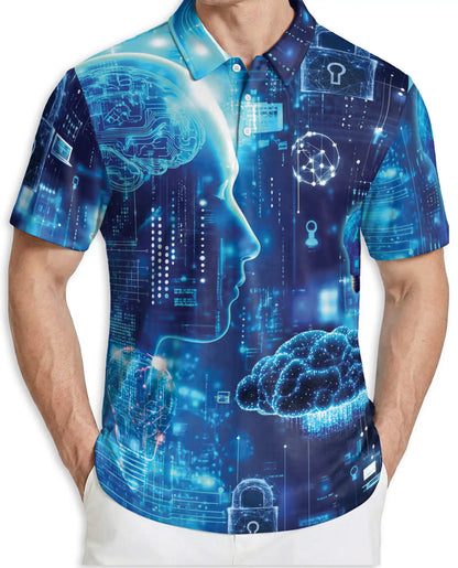 AI Technology Polo Shirt – Futuristic Digital Print | Netecom