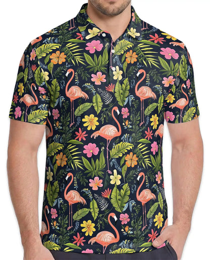 Flamingo Floral Polo Shirt – Tropical Summer Style | Netecom
