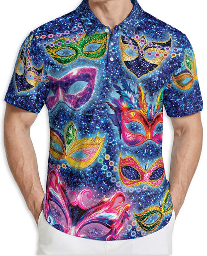 Masquerade Mask Polo Shirt – Carnival Fantasy Print | Netecom