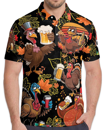 Funny Thanksgiving Turkey Polo Shirt for Men – Holiday Pattern Style | Netecom