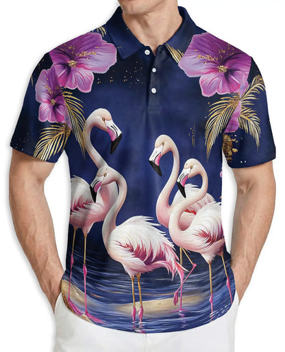 Flamingo Polo Shirt – Tropical Floral Print | Netecom
