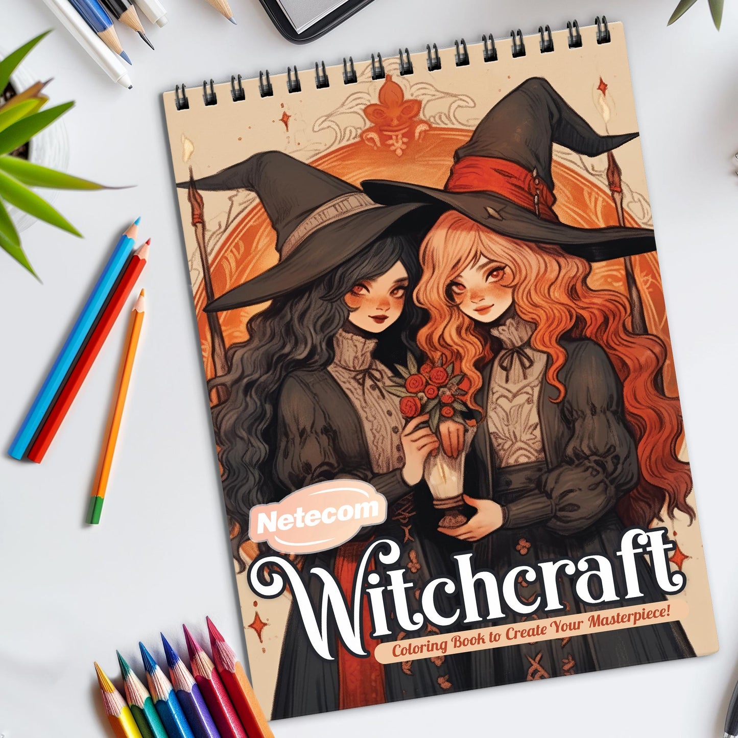 Witchcraft Spiral Bound Coloring Book, Spellbinding Witchcraft Scenes for a Mystical Adventure, Ideal for Fans of Magic and the Occult