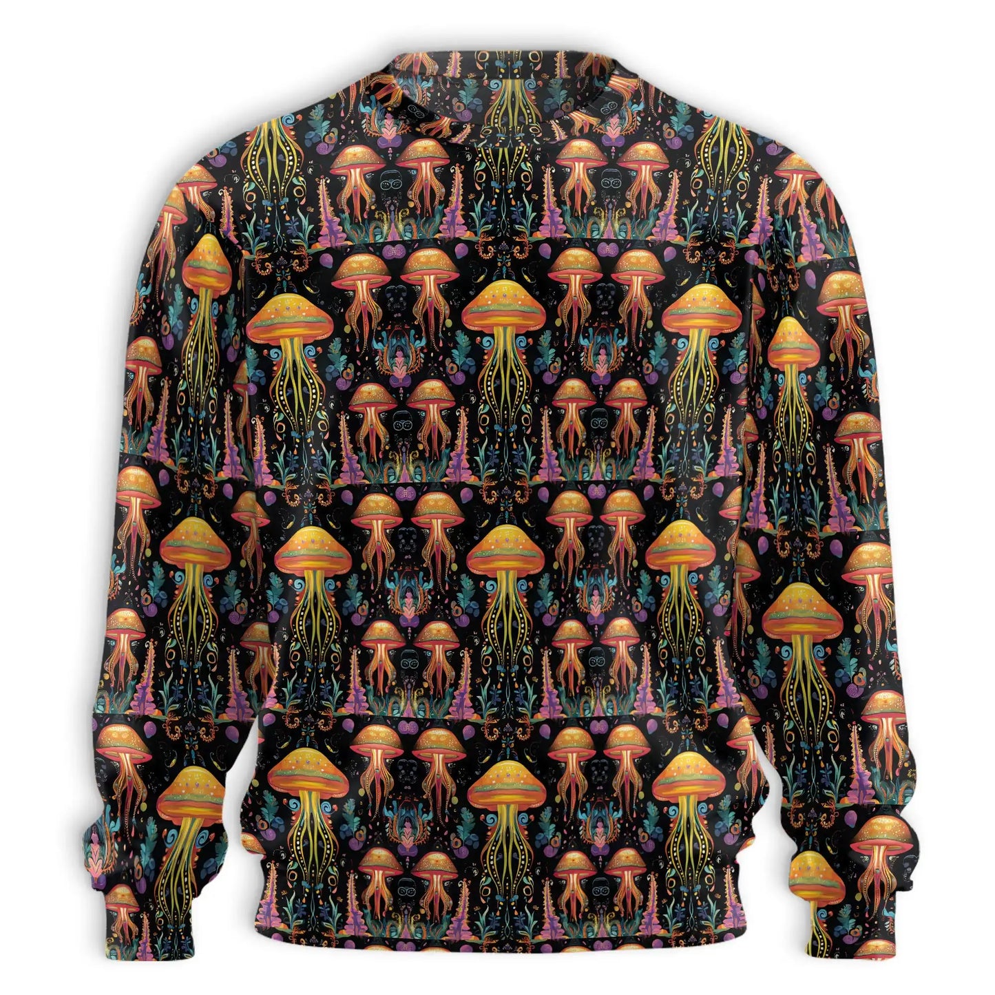 Hippie Jellyfish Sweatshirt, 3D All Over Print Psychedelic Ocean Crewneck Pullover for Men Women, Jellyfish Lover Gift - Netecom