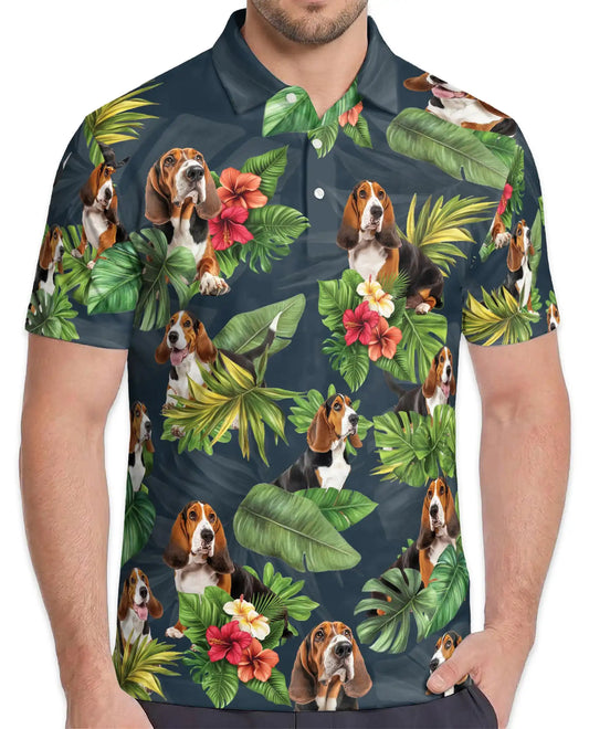 Beagle Tropical Polo Shirt – Floral Leaf Print | Netecom