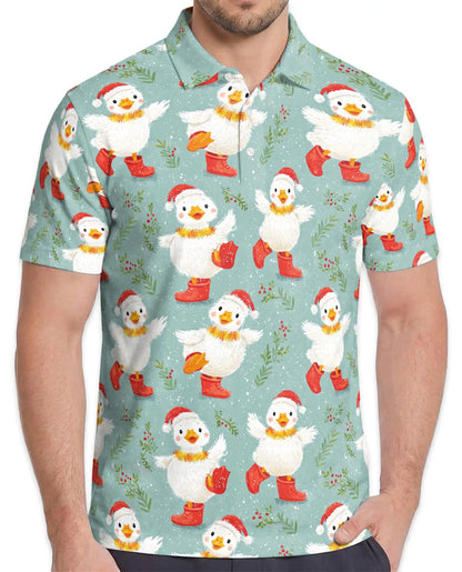Christmas Duck Polo Shirt - Cute Holiday Winter Style | Netecom