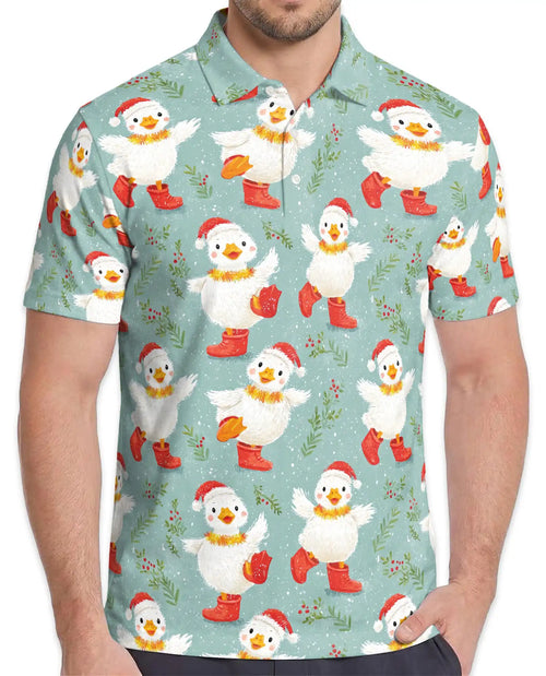 Christmas Duck Polo Shirt - Cute Holiday Winter Style | Netecom