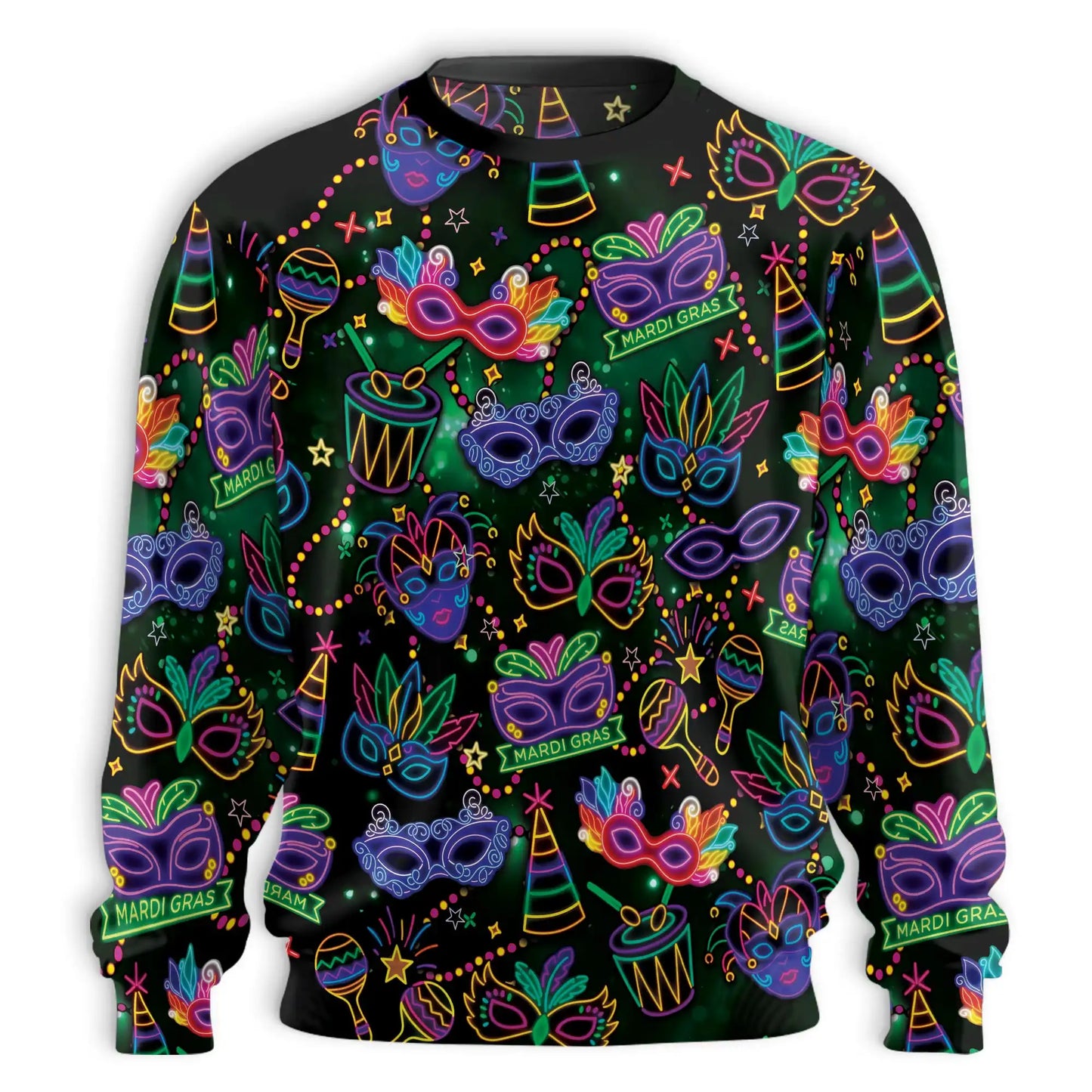 Funny Alligators Mardi Gras Sweatshirt, 3D All Over Print Louisiana Carnival Crewneck Pullover for Men Women, Mardi Gras Gift - Netecom