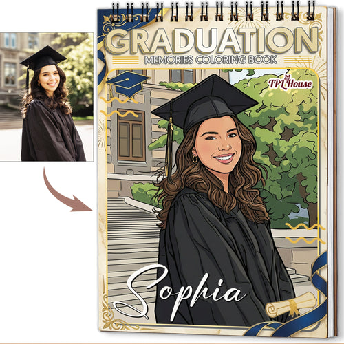Personalized Graduation Coloring Book for Adults, Custom Coloring Pages from Your Graduation Photos, 12–48 Pages, Class of 2026 Gifts, Premium Wooden Cover, Spiral Binding
