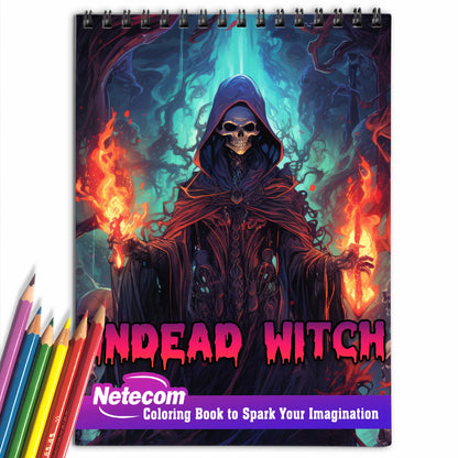 Undead Witch Spiral Bound Coloring Book, Discover the Mysterious and Spooky Realm of Undead Witches with 30 Exquisite Coloring Pages that Showcase the Dark and Magical Aura