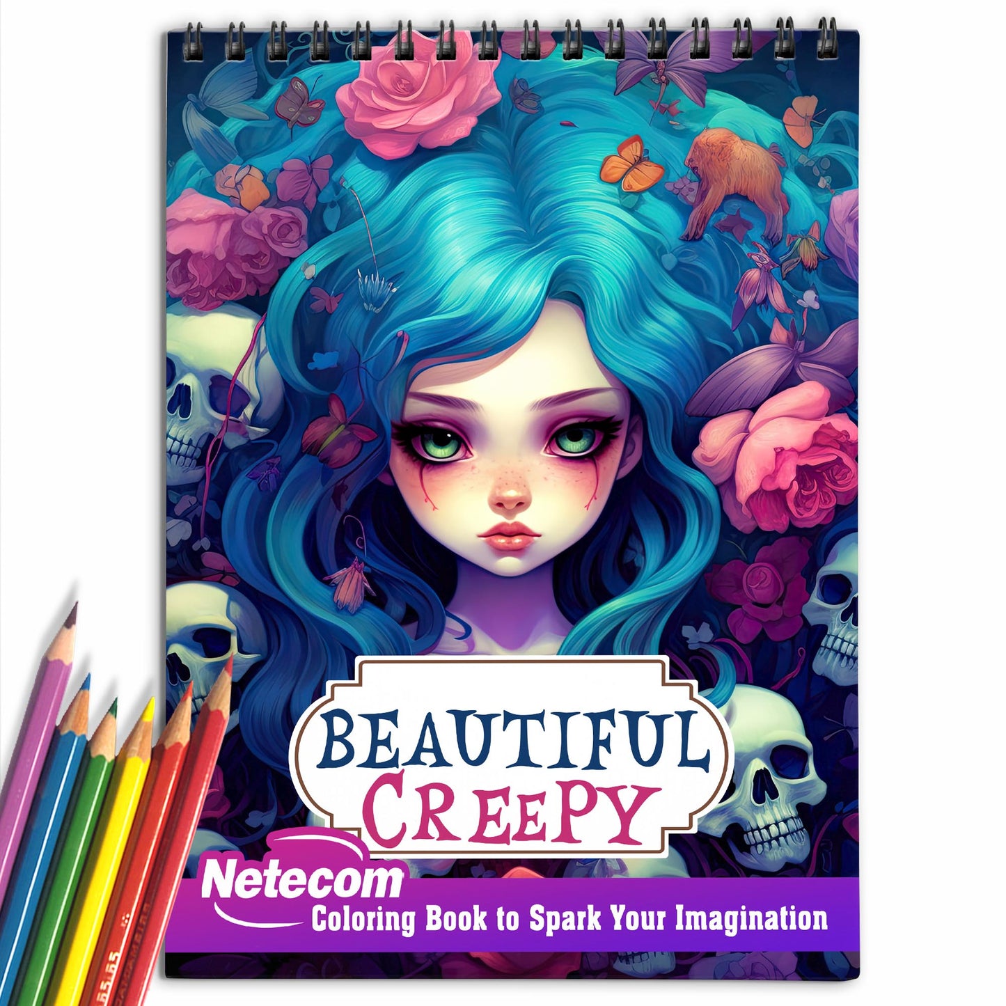 Beautiful Creepy Adult Spiral Bound Coloring Book, Delight in 30 Exquisitely Macabre Coloring Pages for Adults to Embrace the Beauty in the Dark