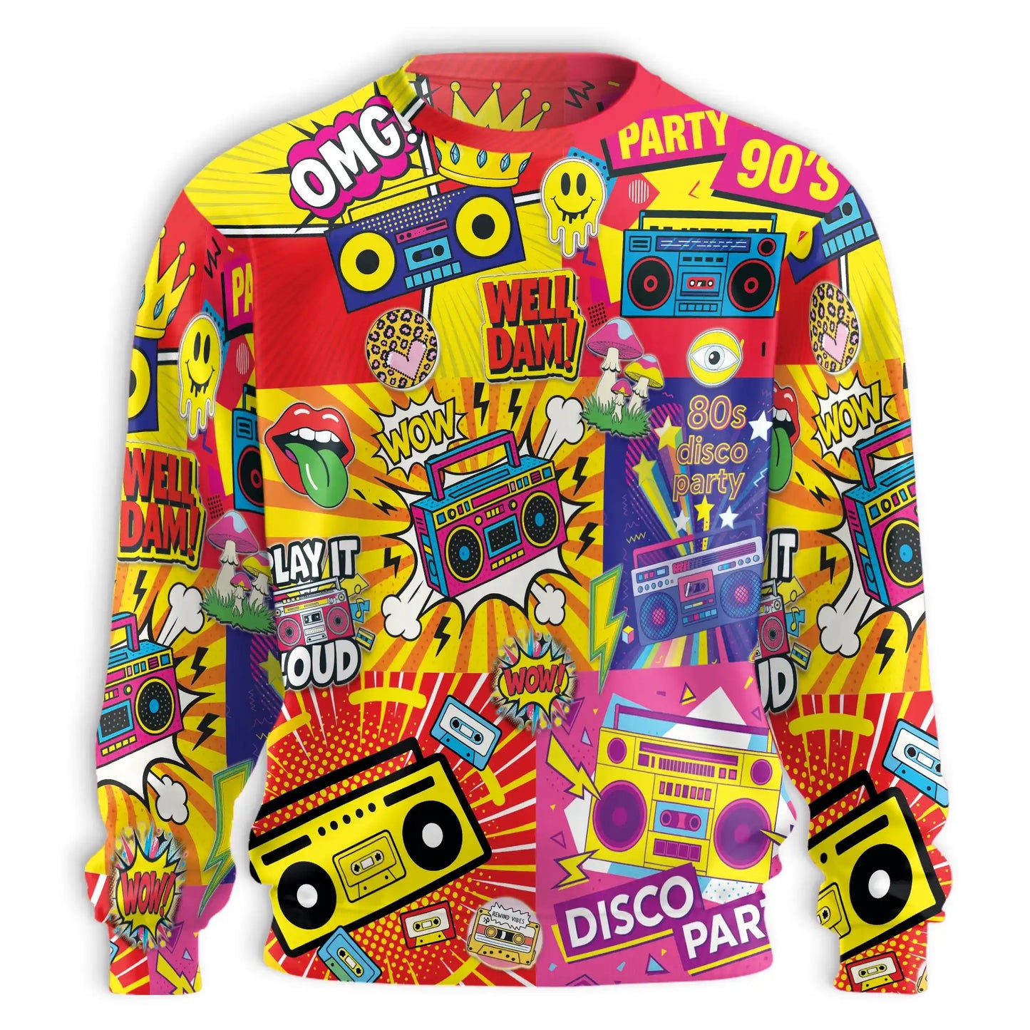 Radio Music Pop Art Sweatshirt, 3D All Over Print Retro Music Crewneck Pullover for Men Women, Music Lover Gift - Netecom