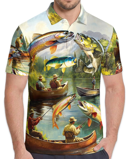 Trout Fishing Polo Shirt for Men – Outdoor Angler Style | Netecom