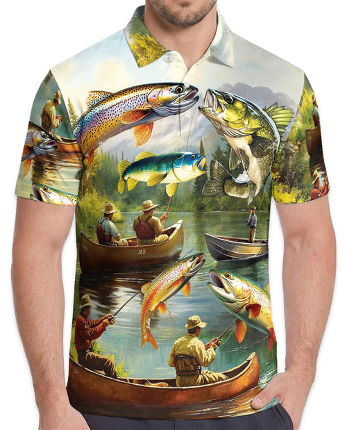 Trout Fishing Polo Shirt for Men – Outdoor Angler Style | Netecom