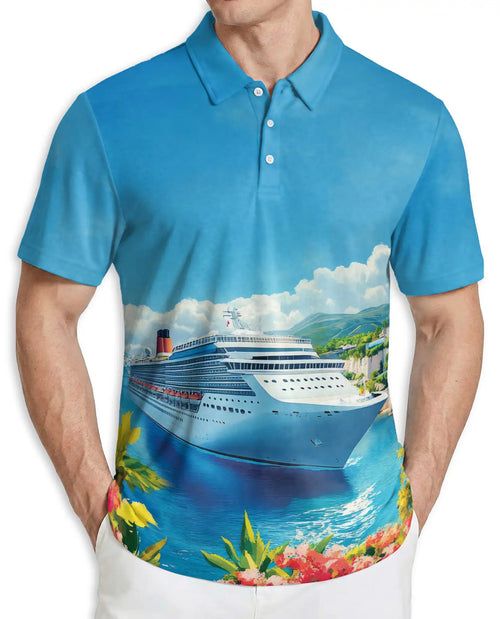 Cruise Ship Ocean View 3D Polo Shirt | Netecom
