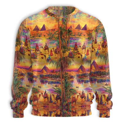 Oasis Relaxing Day Sweatshirt, 3D All Over Print Peaceful Desert Landscape Crewneck Pullover for Men Women, Nature Lover Gift - Netecom