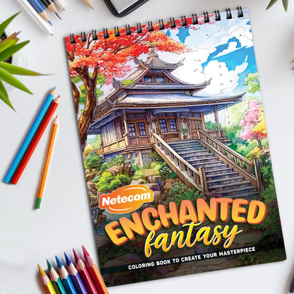 Enchanted Fantasy Spiral Bound Coloring Book, Dive into Fantastical Worlds for an Enchanted Journey, Great for Fans of Magic and Mythical Creatures