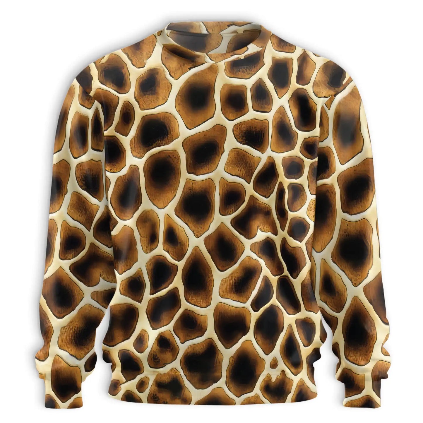 Giraffe Texture Sweatshirt, 3D All Over Print Wild Animal Pattern Crewneck Pullover for Men Women, Giraffe Lover Gift - Netecom