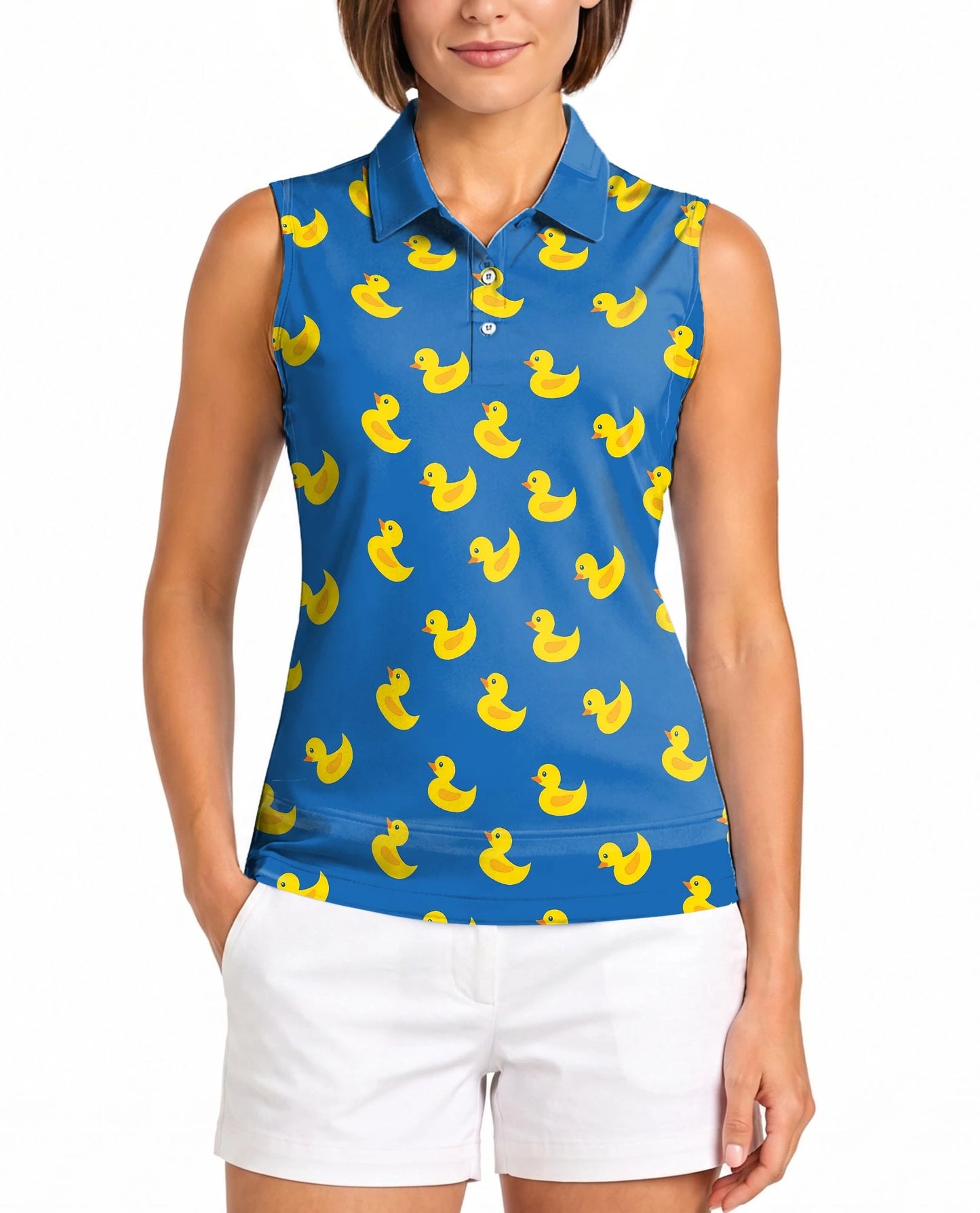 Yellow Rubber Duck Sleeveless Polo Shirt for Women | Netecom