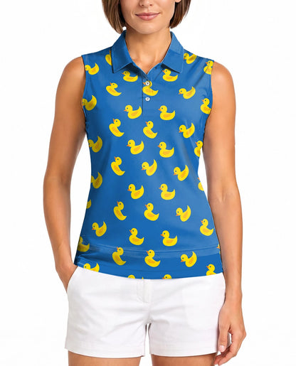 Yellow Rubber Duck Sleeveless Polo Shirt for Women | Netecom
