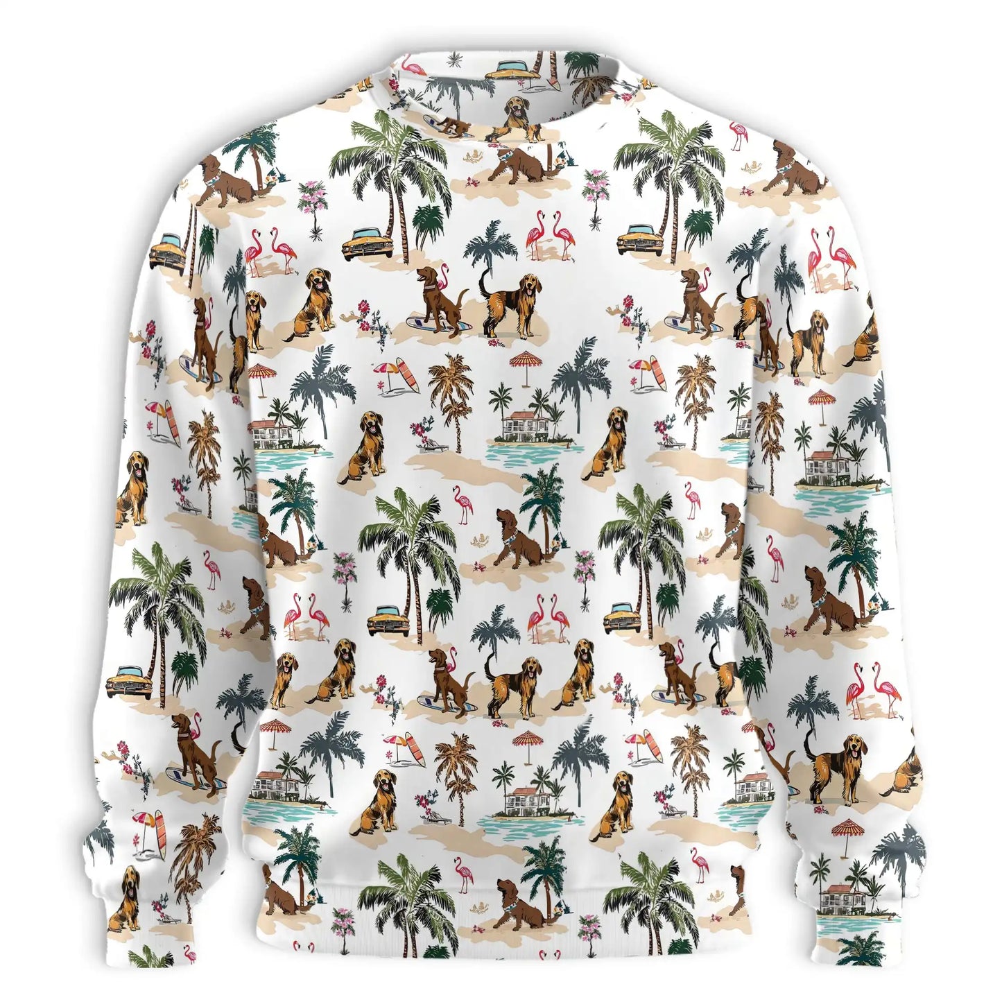 Chesapeake Bay Retriever Summer Beach Sweatshirt, 3D All Over Print Tropical Dog Crewneck Pullover for Men Women, Chesapeake Bay Retriever Lover Gift - Netecom