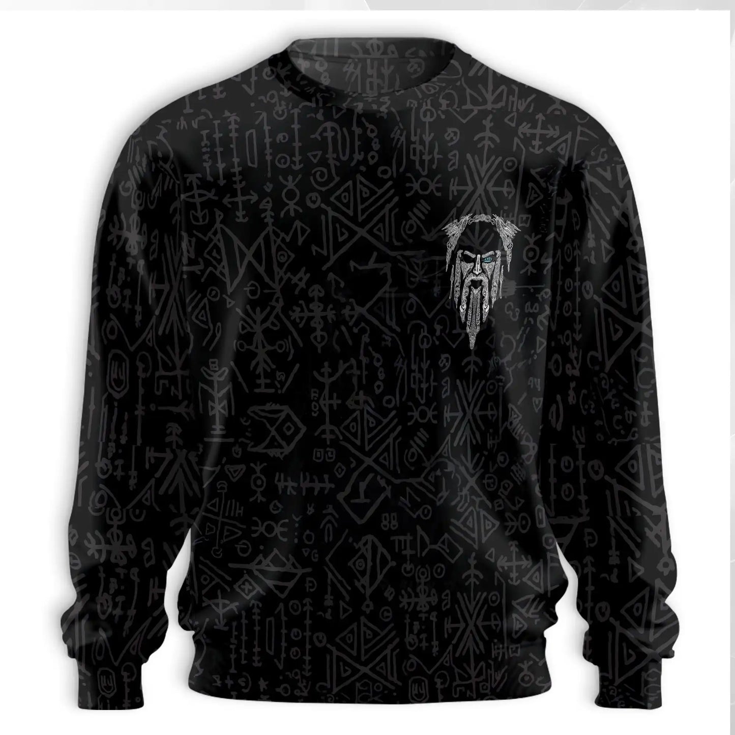 Viking Odin Sweatshirt, 3D All Over Print Fenrir Tattoo Crewneck Pullover for Men Women, Norse Mythology Gift - Netecom