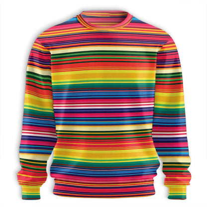 Mexican Serape Pattern Sweatshirt, 3D All Over Print Southwestern Aztec-Inspired Crewneck Pullover for Men Women, Mexican Style Gift - Netecom