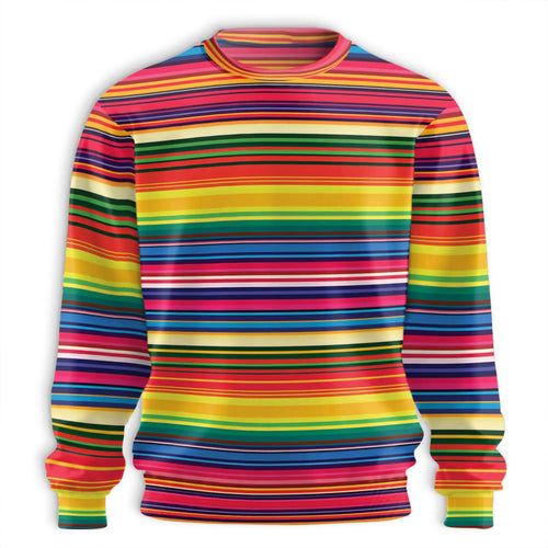 Mexican Serape Pattern Sweatshirt, 3D All Over Print Southwestern Aztec-Inspired Crewneck Pullover for Men Women, Mexican Style Gift - Netecom