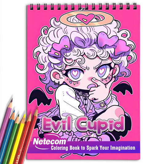 Evil Cupid Spiral Bound Coloring Book, Unleash your creativity with Evil Cupid's designs Coloring pages