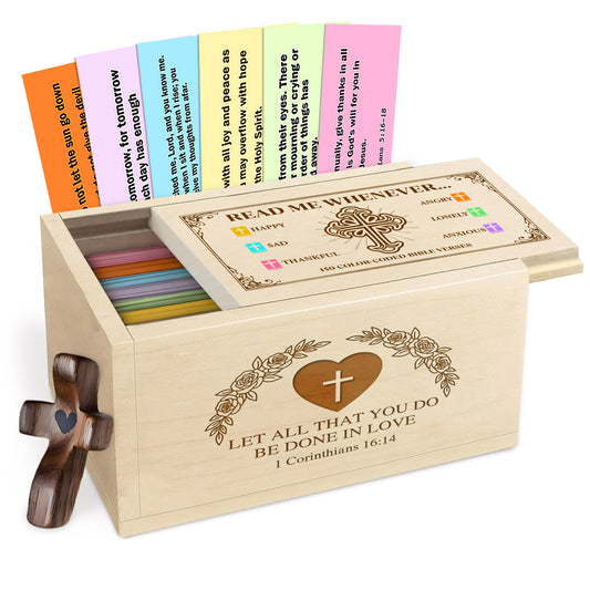 Netecom Personalized Couple Prayer Box for Valentine’s Day with 150 Color-Coded Bible Verse Cards & Custom Name Prayer Cross, Christian Love Gift for Women, Man