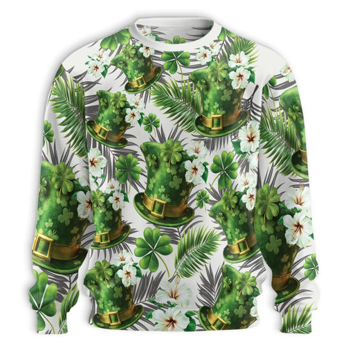 Green Hat Matching Friends Sweatshirt, 3D All Over Print Tropical Crewneck Pullover for Men Women, Friendship Gift - Netecom