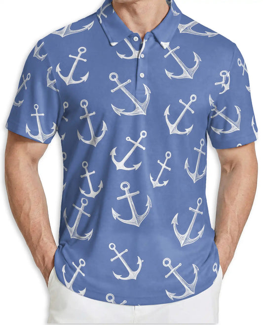 Nautical Anchor Polo Shirt – Coastal Ocean Print | Netecom