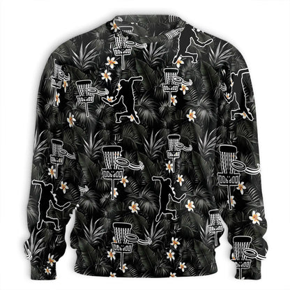 Disc Golf Tropical Flowers Sweatshirt, 3D All Over Print Floral Disc Golf Crewneck Pullover for Men Women, Disc Golf Lover Gift - Netecom
