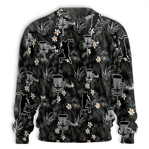 Disc Golf Tropical Flowers Sweatshirt, 3D All Over Print Floral Disc Golf Crewneck Pullover for Men Women, Disc Golf Lover Gift - Netecom