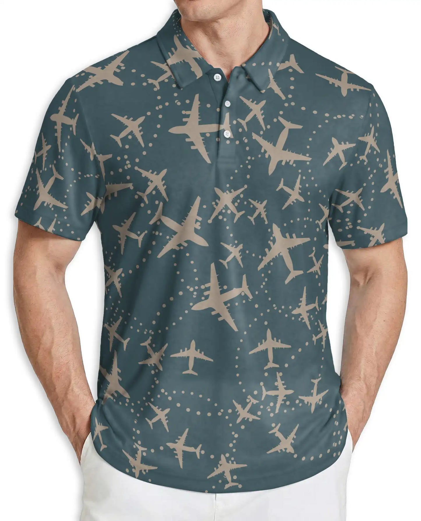 Airplane Print Polo Shirt | Netecom