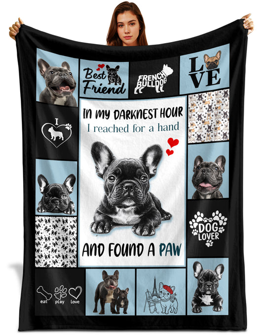 Netecom French Bulldog Blanket for Dog Lovers, Cute Cartoon and Realistic Frenchie Throw Blanket for Couch, Bed or Sofa, Pet Lover Gift, Graduation, Present for Christmas or Anniversary