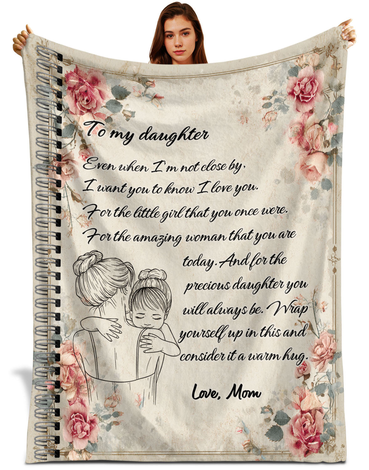 Netecom Personalized To My Daughter Blanket from Mom & Dad, Ultra Soft Warm Love Letter Throw Blanket for Couch, Bed or Sofa, Birthday Gift for Daughter, Present for Christmas or Graduation