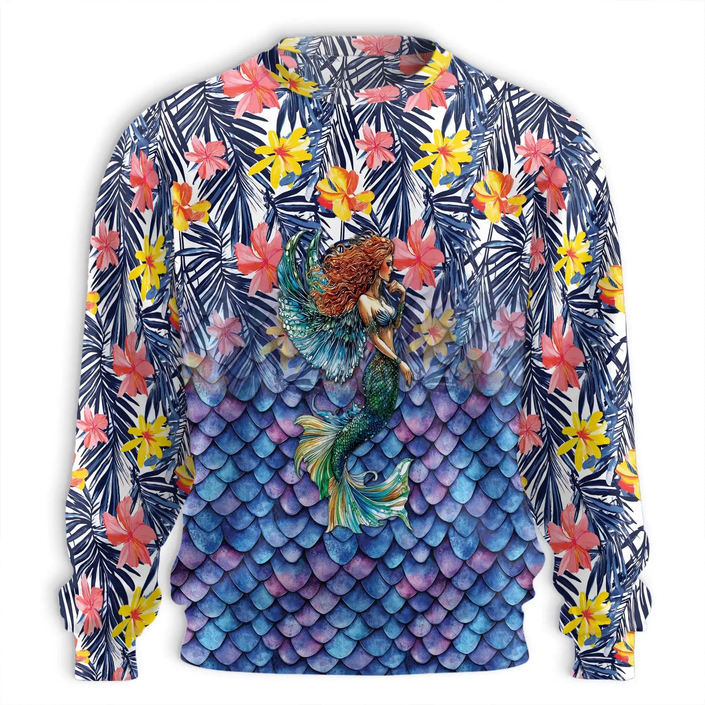 Mermaid Sweatshirt, 3D All Over Print Fantasy Sea Creature Crewneck Pullover for Men Women, Mermaid Lover Gift - Netecom